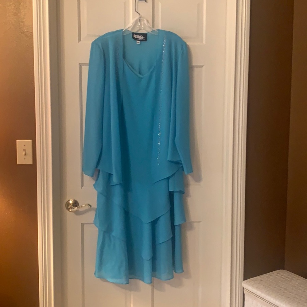 Blue Ursula of Switzerland cocktail dress, size 16